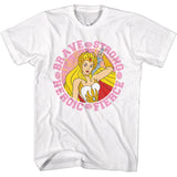Masters of the Universe She-Ra Brave Strong Heroic Fierce White Tall T-shirt