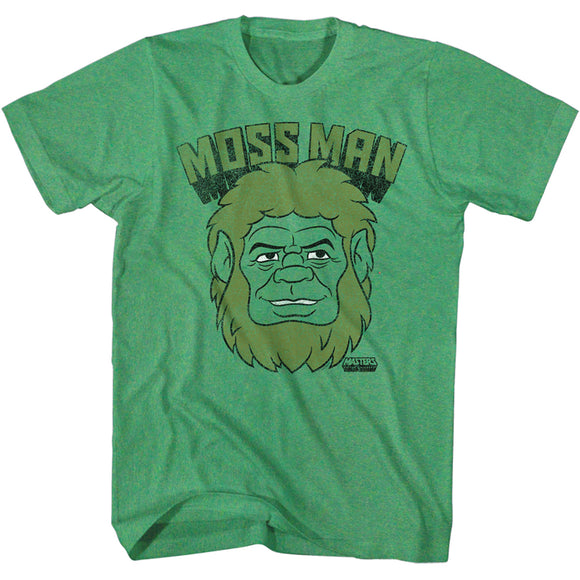 Masters of the Universe Moss Man Character Pose Green Heather T-shirt