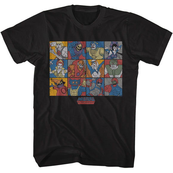 Masters of the Universe Character Blocks Black Tall T-shirt