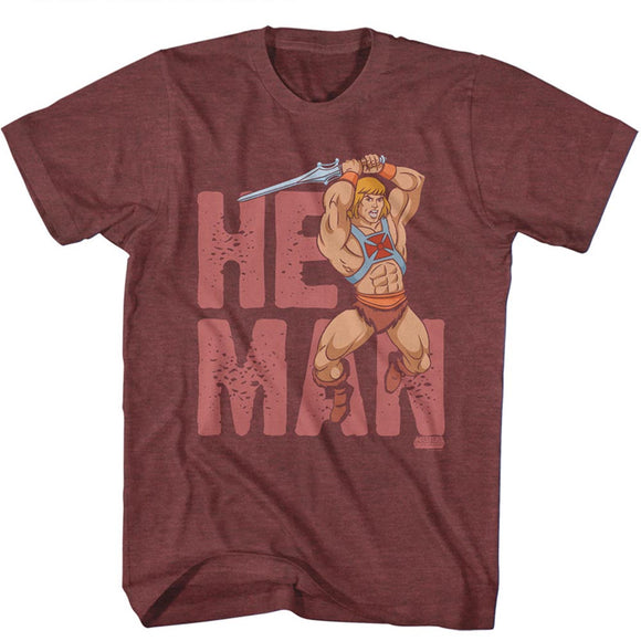 Masters of the Universe He-Man Character Pose Maroon Heather T-shirt
