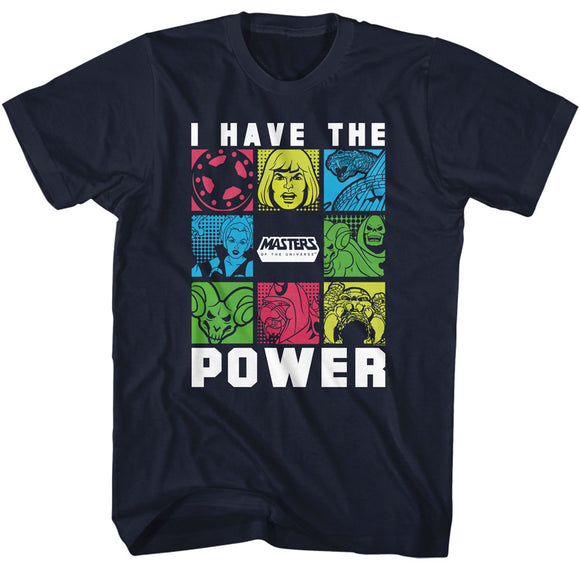 Masters of the Universe Character Boxes I Have The Power Navy T-shirt