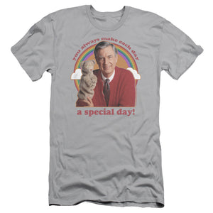Mister Rogers Slim Fit T-Shirt Special Day Silver Tee - Yoga Clothing for You