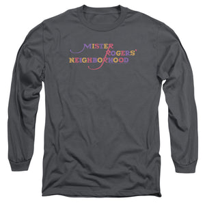 Mister Rogers Long Sleeve T-Shirt Colorful Logo Charcoal Tee - Yoga Clothing for You