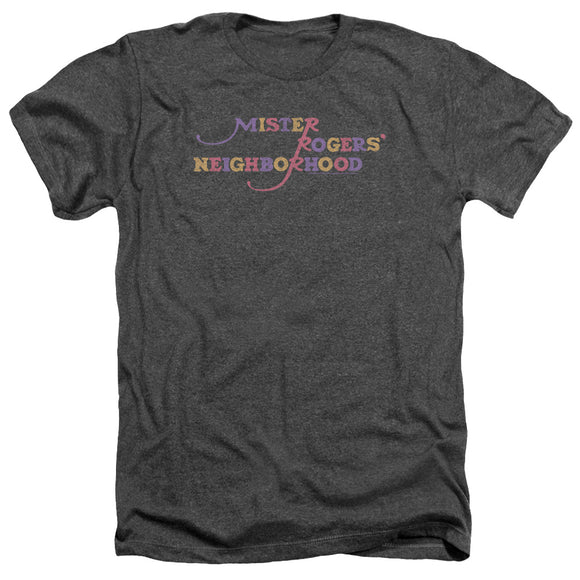 Mister Rogers Heather T-Shirt Colorful Logo Charcoal Tee - Yoga Clothing for You