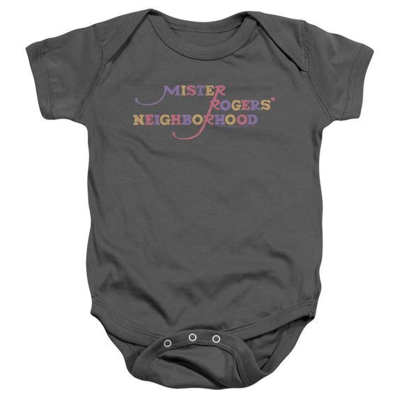 Mister Rogers Infant Bodysuit Colorful Logo Charcoal Romper - Yoga Clothing for You
