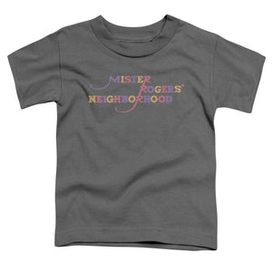Mister Rogers Toddler T-Shirt Colorful Logo Charcoal Tee - Yoga Clothing for You