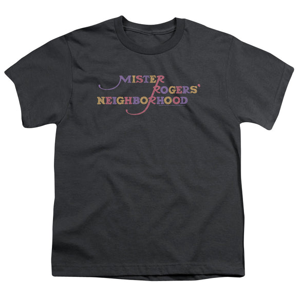 Mister Rogers Kids T-Shirt Colorful Logo Charcoal Tee - Yoga Clothing for You
