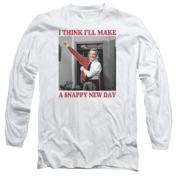 Mister Rogers Long Sleeve T-Shirt Snappy New Day White Tee - Yoga Clothing for You