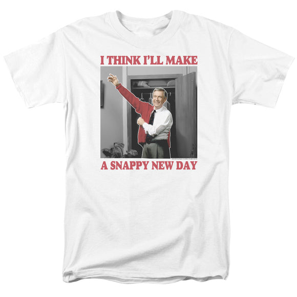 Mister Rogers T-Shirt Snappy New Day White Tee - Yoga Clothing for You