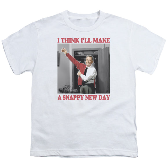 Mister Rogers Kids T-Shirt Snappy New Day White Tee - Yoga Clothing for You