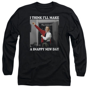 Mister Rogers Long Sleeve T-Shirt Snappy New Day Black Tee - Yoga Clothing for You