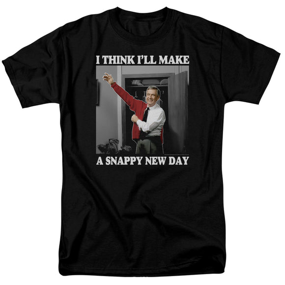 Mister Rogers T-Shirt Snappy New Day Black Tee - Yoga Clothing for You