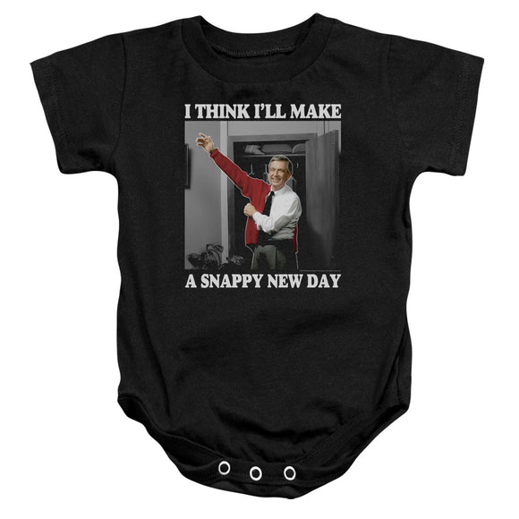 Mister Rogers Infant Bodysuit Snappy New Day Black Romper - Yoga Clothing for You