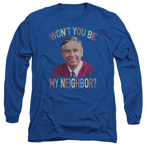 Mister Rogers Long Sleeve T-Shirt Won't You Be My Neighbor Royal Tee - Yoga Clothing for You