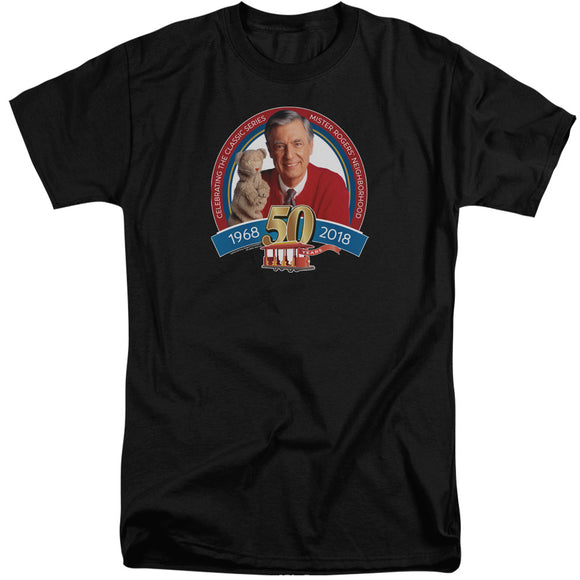 Mister Rogers Tall T-Shirt 50th Anniversary Black Tee - Yoga Clothing for You