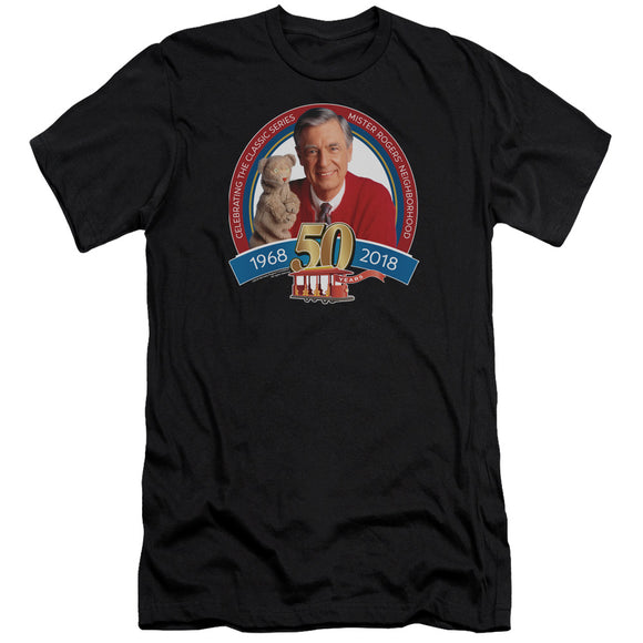 Mister Rogers Premium Canvas T-Shirt 50th Anniversary Black Tee - Yoga Clothing for You