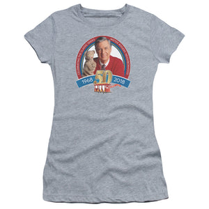 Mister Rogers Juniors T-Shirt 50th Anniversary Athletic Heather Tee - Yoga Clothing for You