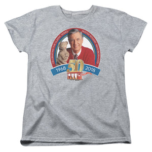 Mister Rogers Womens T-Shirt 50th Anniversary Athletic Heather Tee - Yoga Clothing for You