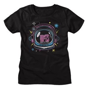 MTV Ladies T-Shirt Space Helmet with Logo Tee - Yoga Clothing for You