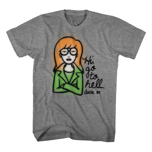 MTV Daria Hi Go To Hell Graphite Heather T-shirt - Yoga Clothing for You