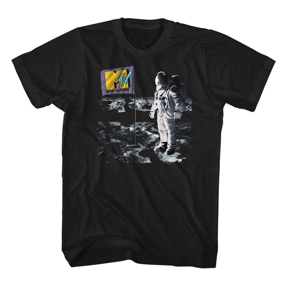 MTV Flag on the Moon Black Tall T-shirt - Yoga Clothing for You