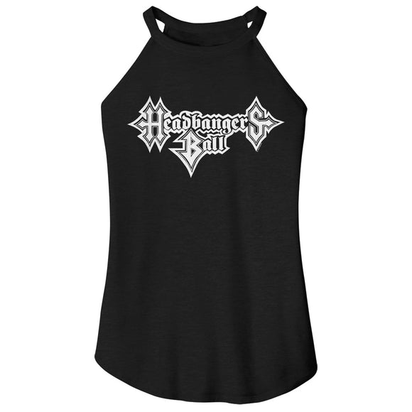 MTV Vintage Headbangers Ball Logo Ladies Black Rocker Tank Top - Yoga Clothing for You