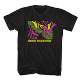 MTV Colorful Leopard and Zebra Logo Black Tall T-shirt - Yoga Clothing for You