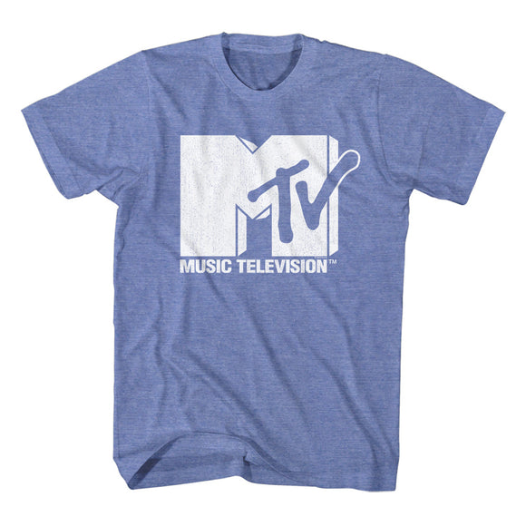 MTV Vintage Logo Light Blue Heather T-shirt - Yoga Clothing for You
