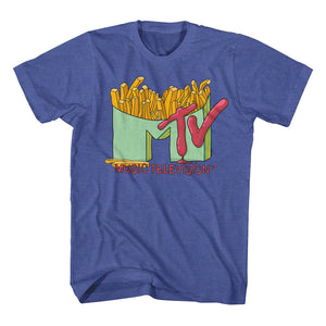 MTV French Fries Logo Royal Heather T-shirt - Yoga Clothing for You