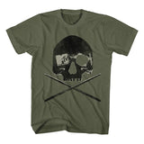 MTV Vintage Skull Cross Logo Olive T-shirt - Yoga Clothing for You