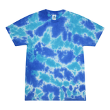 Tie Dye Multi Color Blotched Classic Fit Crewneck Short Sleeve T-shirt for Mens Women Adult T-shirt, Multi Blue - Yoga Clothing for You