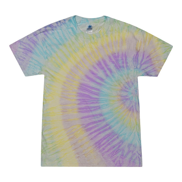 Tie Dye Multi Color Side Swirl Classic Fit Crewneck Short Sleeve T-shirt for Kids, Mystique - Yoga Clothing for You