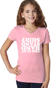 Girls Gymnastics T-shirt Handstand V-Neck - Yoga Clothing for You