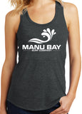 Manu Bay Surf Company Logo Ladies Racerback Triblend Tank Top - Yoga Clothing for You