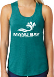Manu Bay Surf Company Logo Ladies Racerback Triblend Tank Top - Yoga Clothing for You