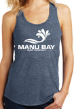 Manu Bay Surf Company Logo Ladies Racerback Triblend Tank Top - Yoga Clothing for You