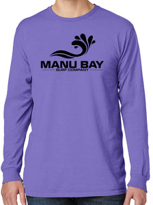 Mens Manu Bay Surf Company Logo Cotton Long Sleeve Surfer Tee Shirt - Yoga Clothing for You