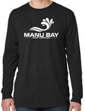 Mens Manu Bay Surf Company Logo Cotton Long Sleeve Surfer Tee Shirt - Yoga Clothing for You