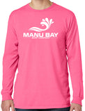 Mens Manu Bay Surf Company Logo Cotton Long Sleeve Surfer Tee Shirt - Yoga Clothing for You