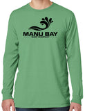 Mens Manu Bay Surf Company Logo Cotton Long Sleeve Surfer Tee Shirt - Yoga Clothing for You