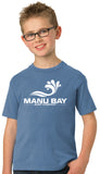 Manu Bay Surf Company Logo Kids 100% Cotton Surfing Tee Shirt - Yoga Clothing for You