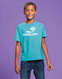 Manu Bay Surf Company Logo Kids 100% Cotton Surfing Tee Shirt - Yoga Clothing for You