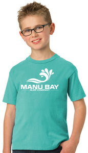 Manu Bay Surf Company Logo Kids 100% Cotton Surfing Tee Shirt - Yoga Clothing for You