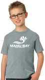 Manu Bay Surf Company Logo Kids 100% Cotton Surfing Tee Shirt - Yoga Clothing for You