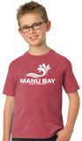 Manu Bay Surf Company Logo Kids 100% Cotton Surfing Tee Shirt - Yoga Clothing for You