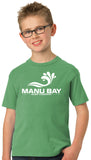 Manu Bay Surf Company Logo Kids 100% Cotton Surfing Tee Shirt - Yoga Clothing for You