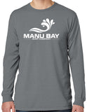 Mens Manu Bay Surf Company Logo Cotton Long Sleeve Surfer Tee Shirt - Yoga Clothing for You