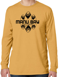 Manu Bay Surf Company SURFBOARDS Mens Cotton Long Sleeve Surfer Tee Shirt - Yoga Clothing for You