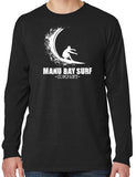 Manu Bay Surf Company WAVE Mens Cotton Long Sleeve Surfer Tee Shirt - Yoga Clothing for You