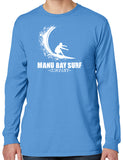 Manu Bay Surf Company WAVE Mens Cotton Long Sleeve Surfer Tee Shirt - Yoga Clothing for You